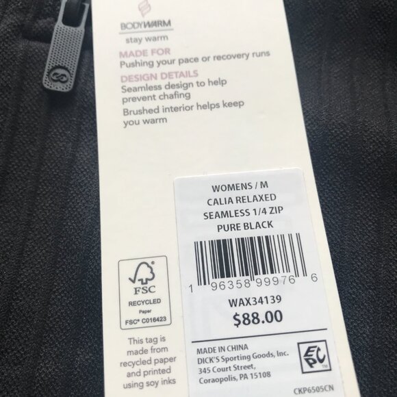 Calia Women's Relaxed Seamless 1/4 Zip in Pure Black NWT - Picture 7 of 13